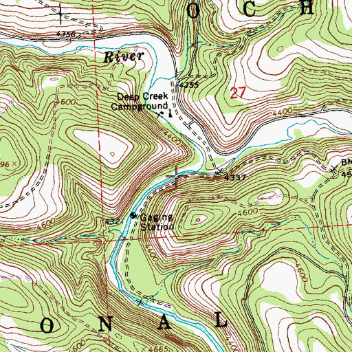 Topographic Map of Deep Creek, OR