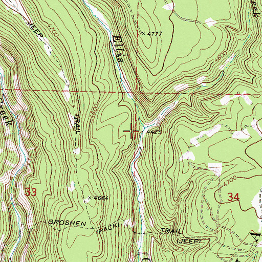 Topographic Map of Deep Creek, OR