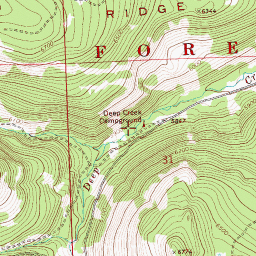 Topographic Map of Deep Creek Recreation Site, OR
