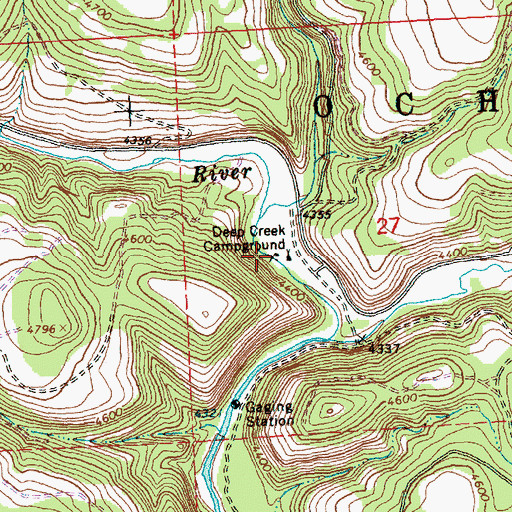 Topographic Map of Deep Creek Recreation Site, OR