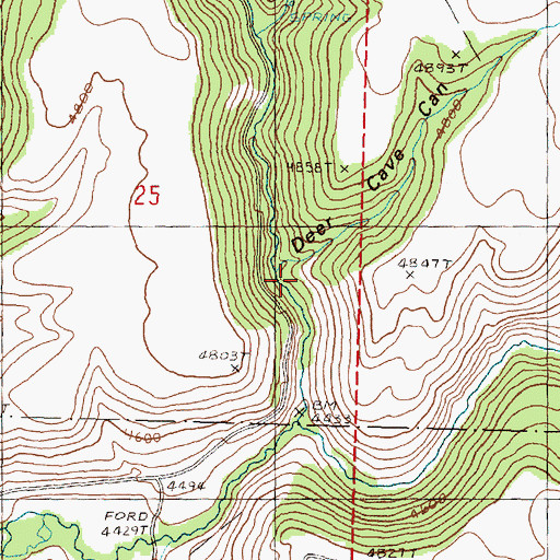 Topographic Map of Deer Cave Canyon, OR