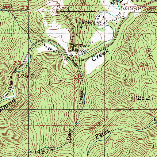 Topographic Map of Deer Creek, OR
