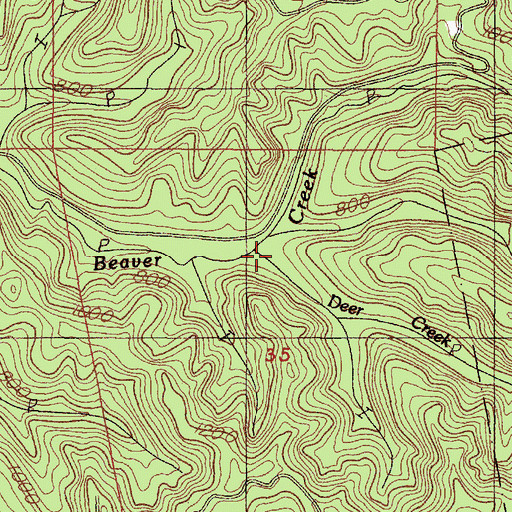 Topographic Map of Deer Creek, OR