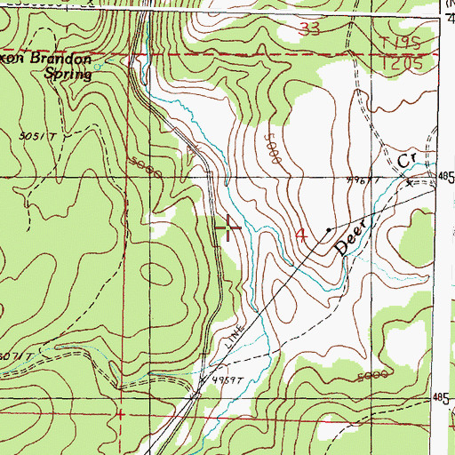 Topographic Map of Deer Creek, OR