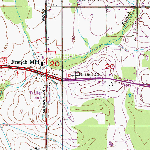 Topographic Map of Bethel Church of Christ, AL