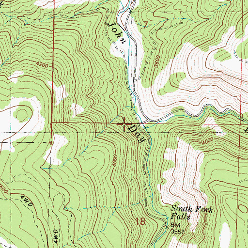 Topographic Map of Deer Creek, OR