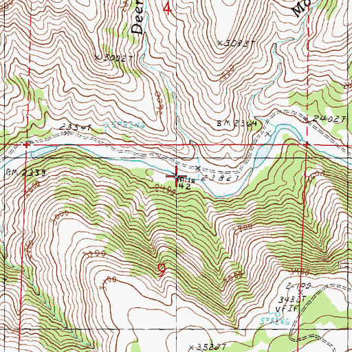 Topographic Map of Deer Creek, OR