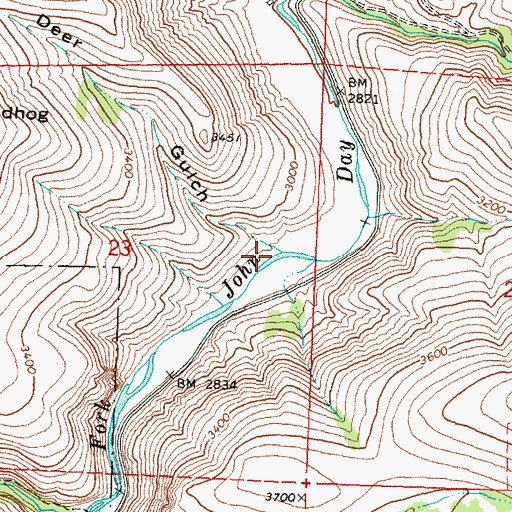 Topographic Map of Deer Gulch, OR