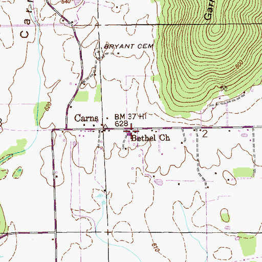 Topographic Map of Bethel Church, AL