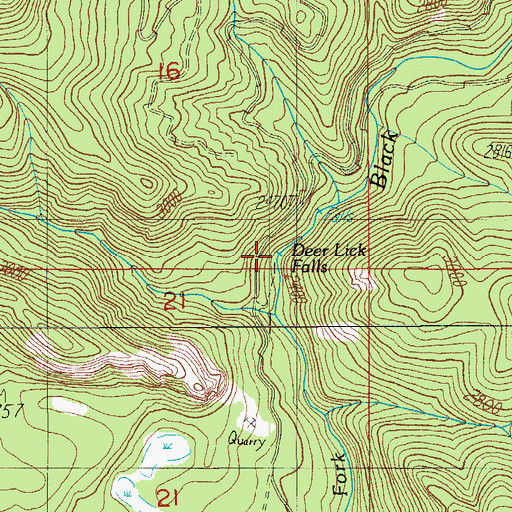 Topographic Map of Deer Lick Falls, OR