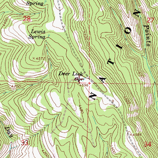 Topographic Map of Deer Lick Spring, OR