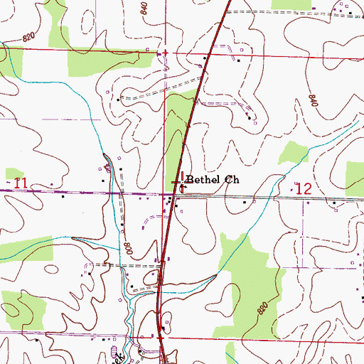 Topographic Map of Bethel Memorial Baptist Church, AL