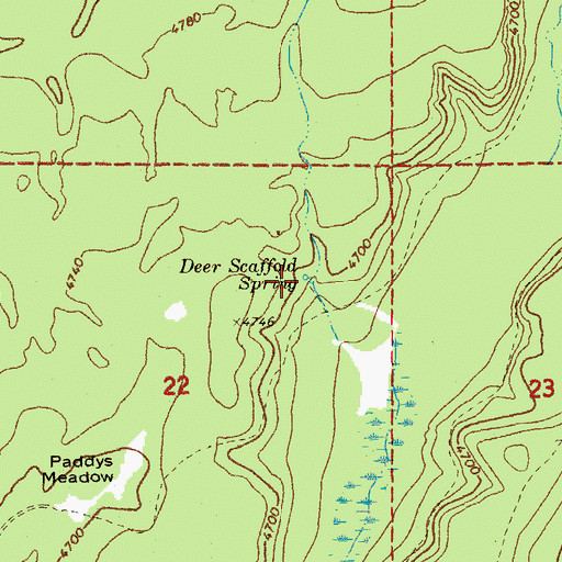 Topographic Map of Deer Scaffold Spring, OR