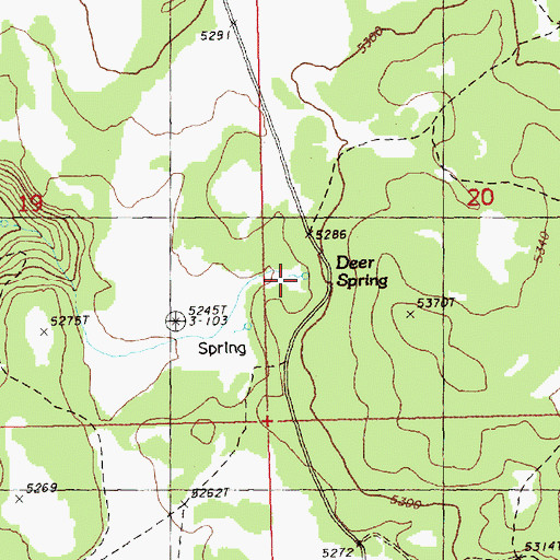 Topographic Map of Deer Spring, OR