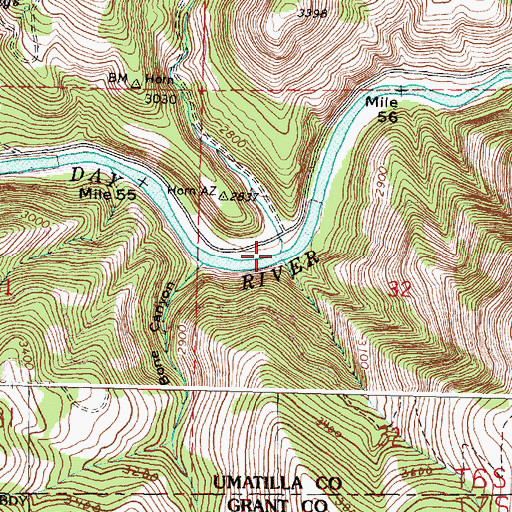 Topographic Map of Deerhorn Creek, OR