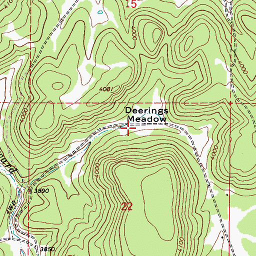 Topographic Map of Deerings Meadow, OR