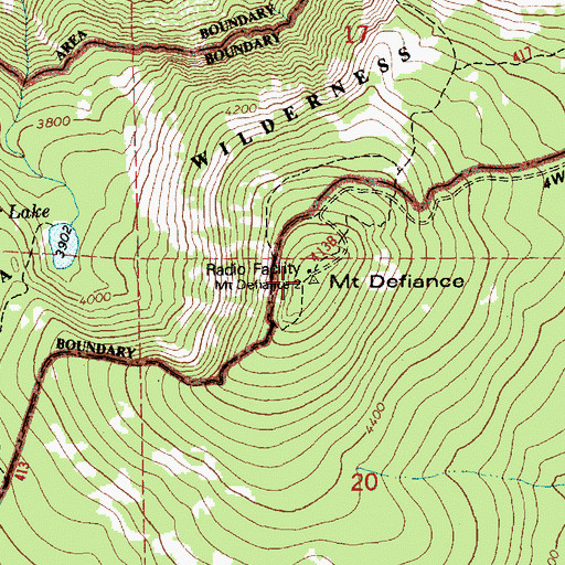 Topographic Map of Mount Defiance, OR