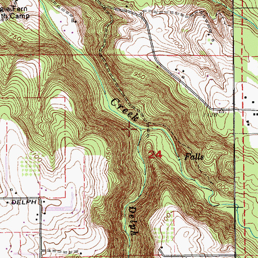 Topographic Map of Delph Creek, OR