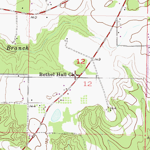 Topographic Map of Bethel Missionary Baptist Church, AL