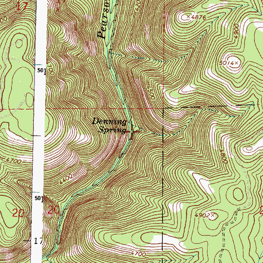 Topographic Map of Denning Spring, OR