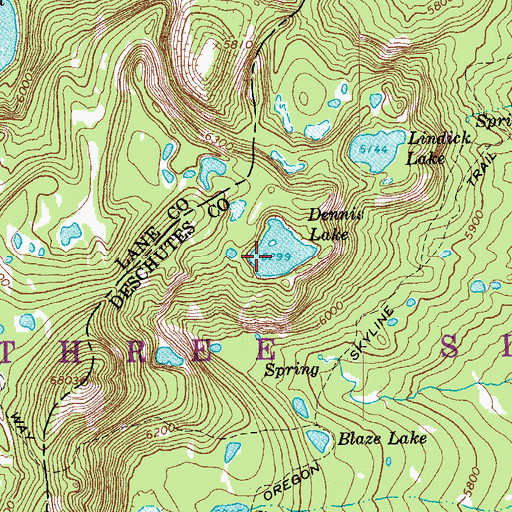 Topographic Map of Dennis Lake, OR