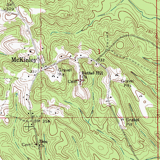 Topographic Map of Bethel Hill Church, AL