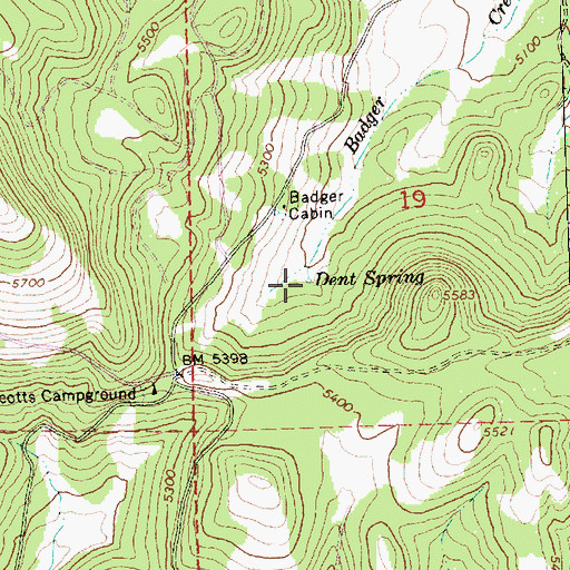 Topographic Map of Dent Spring, OR
