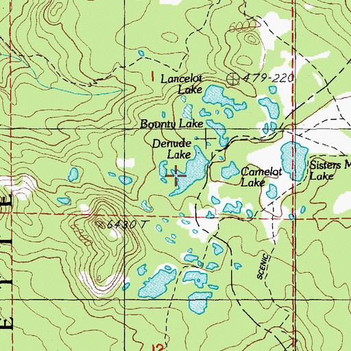 Topographic Map of Denude Lake, OR