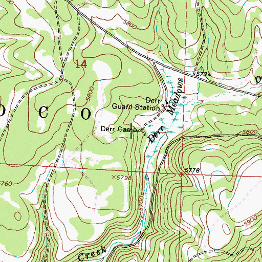 Topographic Map of Derr Camp, OR