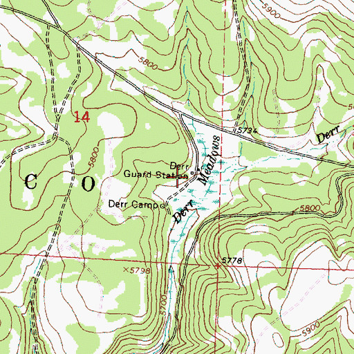 Topographic Map of Derr Guard Station, OR