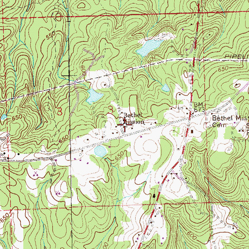 Topographic Map of Bethel Mission, AL