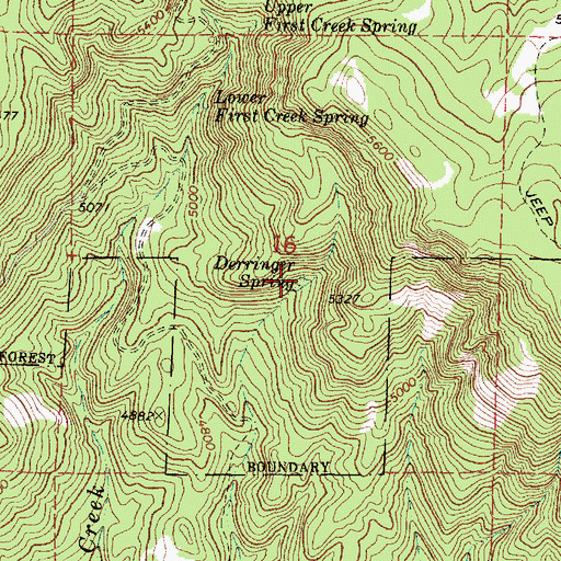 Topographic Map of Derringer Spring, OR