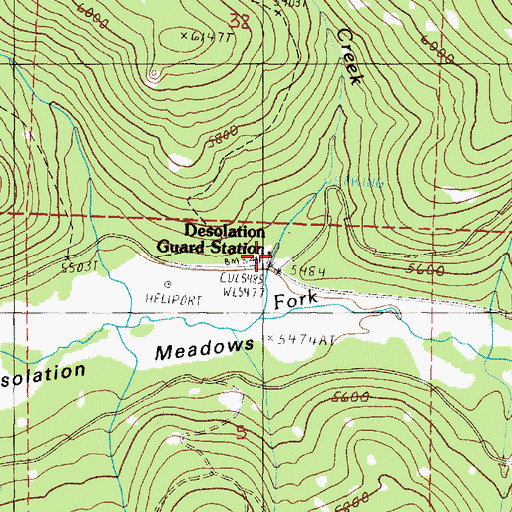 Topographic Map of Desolation Guard Station, OR