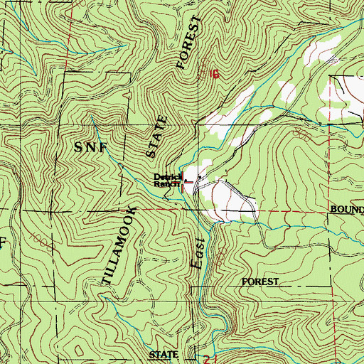 Topographic Map of Detrick Ranch, OR