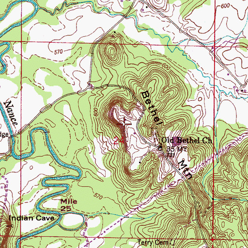 Topographic Map of Bethel Mountain, AL