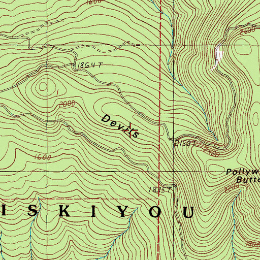 Topographic Map of Devils Backbone, OR