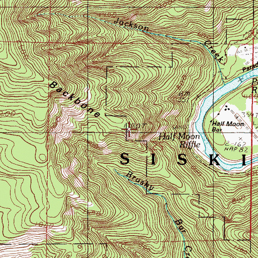 Topographic Map of Devils Backbone, OR