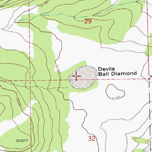 Topographic Map of Devils Ball Diamond, OR