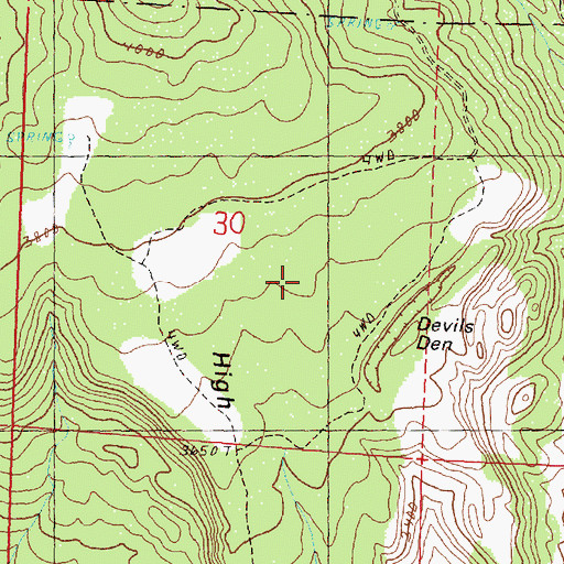 Topographic Map of Devils Den, OR