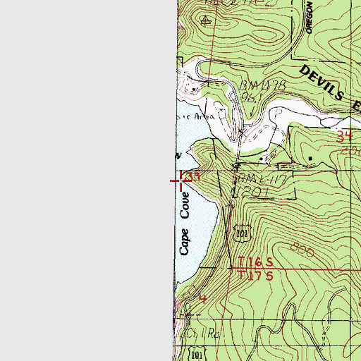 Topographic Map of Devils Elbow, OR