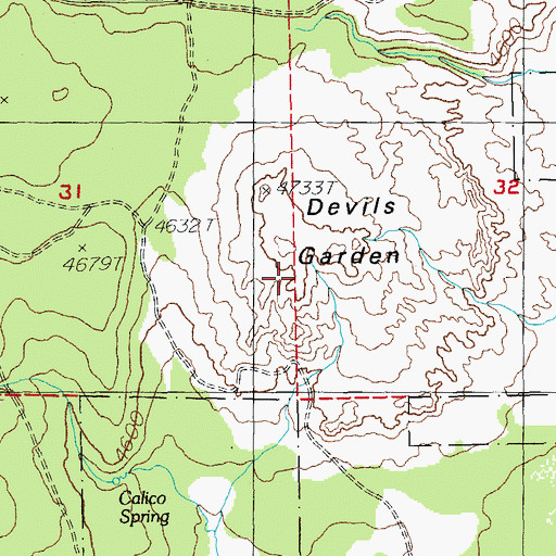 Topographic Map of Devils Garden, OR