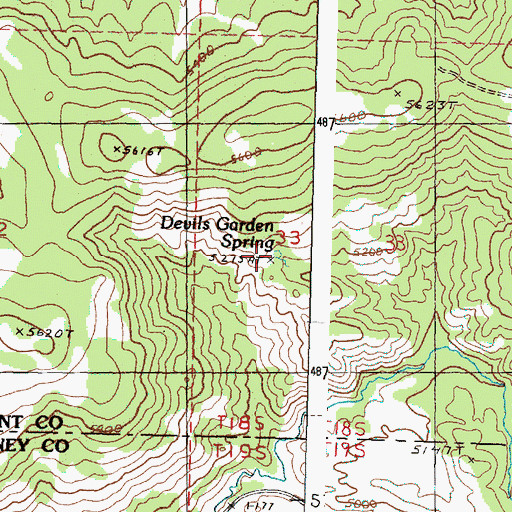 Topographic Map of Devils Garden Spring, OR