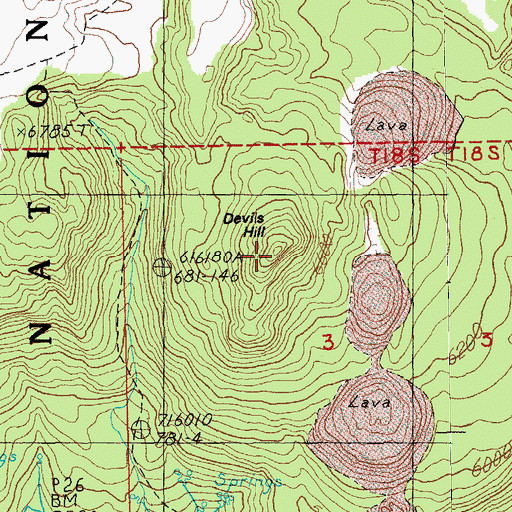 Topographic Map of Devils Hill, OR