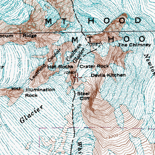 Topographic Map of Devils Kitchen, OR