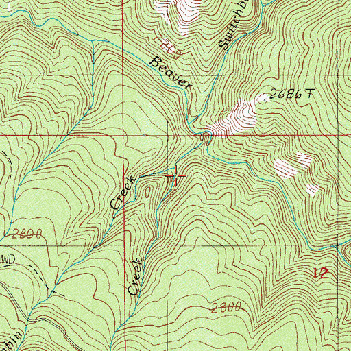 Topographic Map of Devils Knob Creek, OR