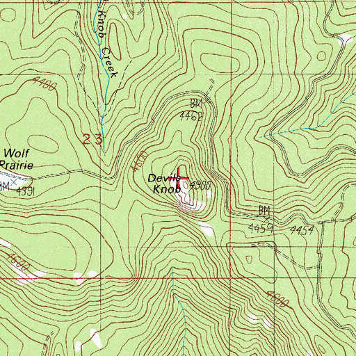 Topographic Map of Devils Knob Lookout, OR