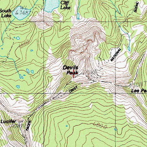 Topographic Map of Devils Peak, OR