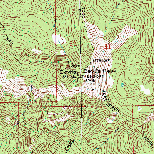 Topographic Map of Devils Peak, OR