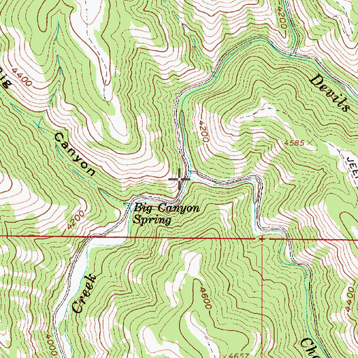 Topographic Map of Devils Run Creek, OR