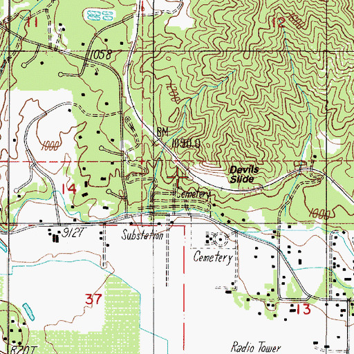 Topographic Map of Devils Slide, OR